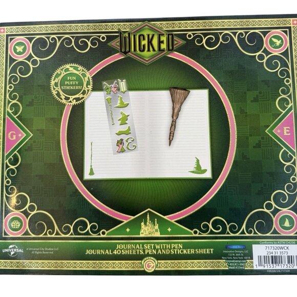 Wicked Elphaba Journal Set With Pen Puffy Stickers 40 Sheets Bullseye Playground - Picture 5 of 5